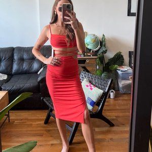 WeWoreWhat Red Cutout Skirt Set